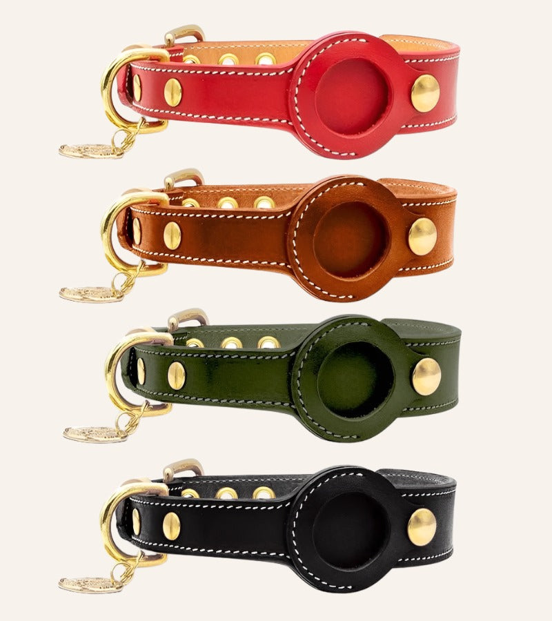 Apple AirTag Leather Dog Collar -0
