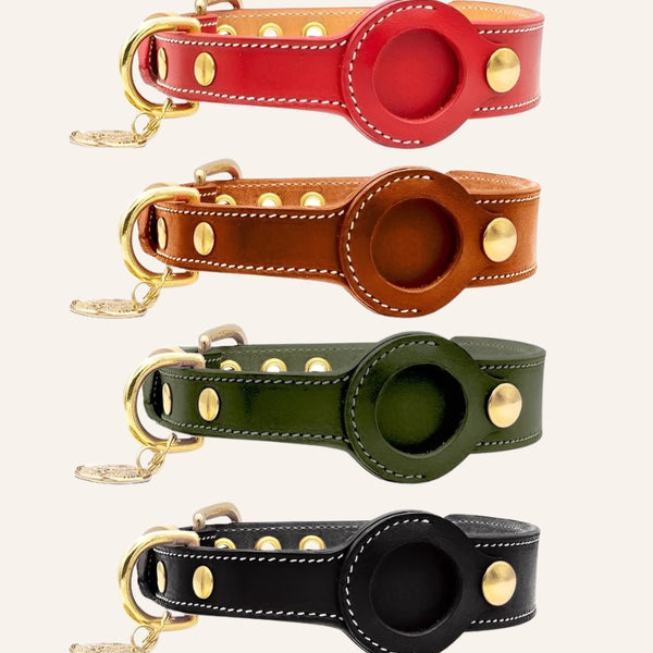 Apple AirTag Leather Dog Collar -0